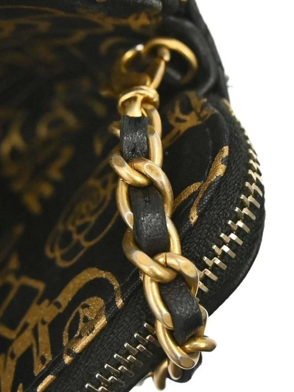 Chanel Black Lambskin Double Zip Chain WOC Shoulder Bag 179424
